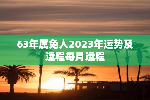 63年属兔人2023年运势及运程每月运程